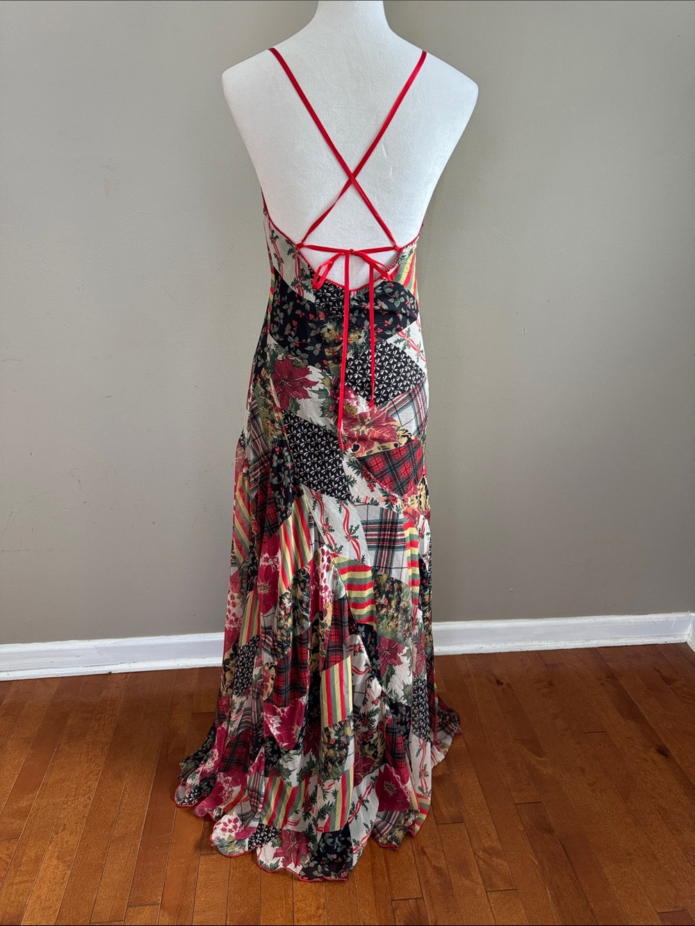 Free People Tis the Season Bohemian Patchwork Floral Slip Maxi Dress Size 4 & 6 - Picture 13 of 16